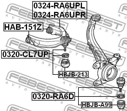 Honda Accord 98-02, Odyssey с/блок верхнего рычага HAB-151Z FEBEST