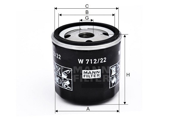 Daewoo Nexia/Lanos/Lacetti/Espero/Aveo 1,4 F14D3/Cruze 1.6 (109л.с) фильтр масля W71222 MANN FILTER