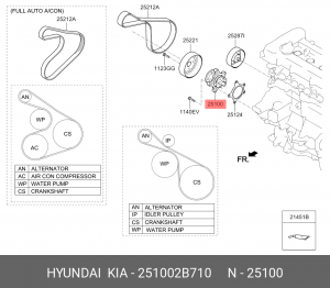 Помпа 251002B710 HYUNDAI KIA