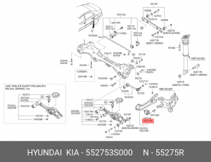 Hyundai SonataYF 10-/i40 Сайлентблок продольного рычага зад. подв. правый 552753S000 HYUNDAI KIA