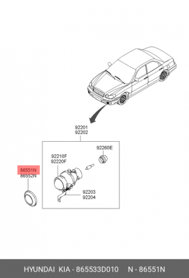 Hyundai Sonata EF Окантовка ПТФ левая 865533D010 HYUNDAI KIA