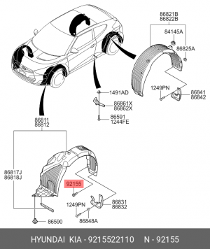 БОЛТ М16 9215522110 HYUNDAI KIA