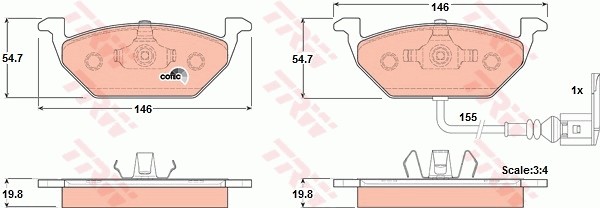 VAG Audi A3, VW Golf IV,V,VI, Polo, Skoda Octavia, Fabia тормозные колодки перед GDB1386 TRW