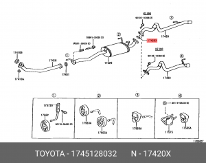 Toyota Auris, Corolla E150, Lexus кольцо уплотнительное пр. трубы и резонатора 17451-28032 TOYOTA