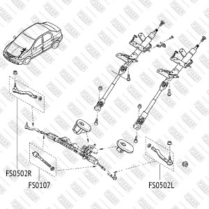 Renault Logan, Sandero наконечник рулевой левый FS0502L FIXAR