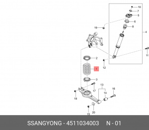 SS Actyon 12- 2,0D 4WD зад пружины 4511034003 SSANG YONG