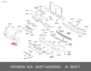 Hyundai Starex 03 Накладка на бампер передняя 865714A500SG HYUNDAI KIA