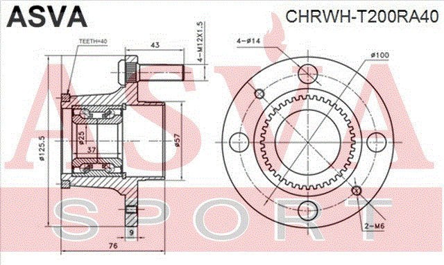 Chevrolet Aveo 04-10 ступица заднего колеса CHRWH-T200RA40 ASVA