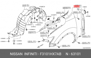 Крыло передние левое F3101-HX7AB NISSAN INFINITI