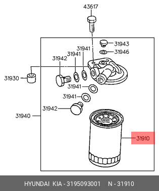 Hyundai грузовой фильтр топливный 3195093001 HYUNDAI KIA