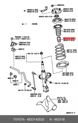 Toyota RAV4 00-05 Отбойник переднего амортизатора 48331-42020 TOYOTA