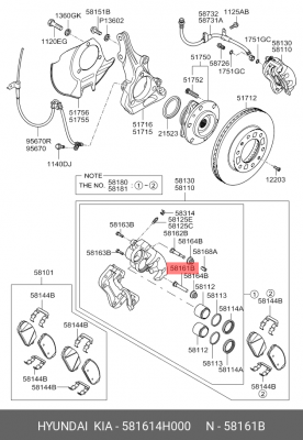Hyundai H1 07- палец верхн. переднего супорта 581614H000 HYUNDAI KIA