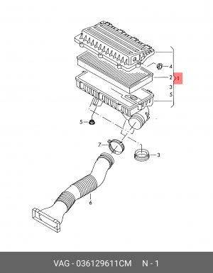 VAG Polo корпус воздушного фильтра 036 129 611 CM VAG