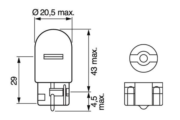 Лампа накаливания сигнальная WY21W жёлтая W3x16q Pure light 12V 21W картон 10шт  1 987 302 222 BOSCH