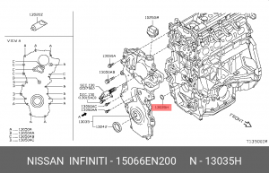Nissan X-Trail MR20DE кольцо уплотнительное передней крышки двигателя 15066-EN200 NISSAN INFINITI