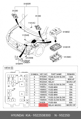 Hyundai Sonata Реле дворников 9522538300 HYUNDAI KIA