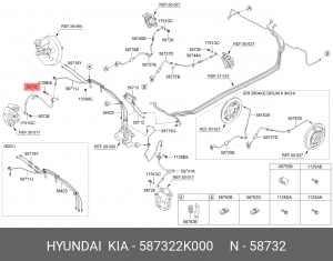 Kia Soul Шланг тормозной передний правый 587322K000 HYUNDAI KIA