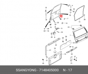 SS Rexton/Kyron/Actyon New 11- отбойник двери багажника (на самой двери) 7148405000 SSANG YONG