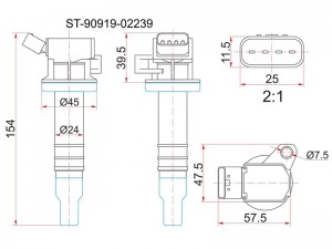 TOYOTA катушка зажигания 1KRFE, 1ZZFE, 1ZZFBE, 3ZZFE, 4ZZFE ST9091902239 SAT