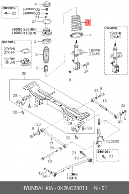 Kia Spectra Пружина задняя 0K2NC28011 HYUNDAI KIA