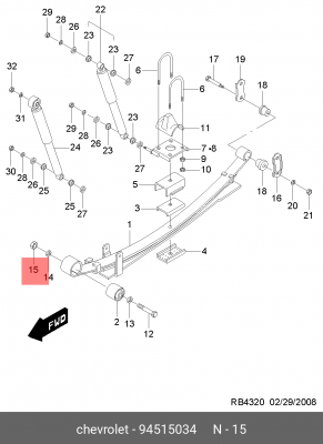 Daewoo Matiz/Spark 04-09- гайка штока переднего амортизатора 94515034 GENERAL MOTORS