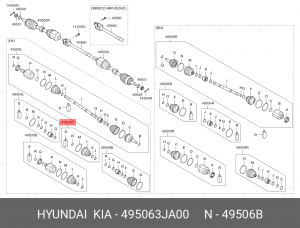 hyundai IX55 Пыльник внутренний левый ШРУС (перед) 495063JA00 HYUNDAI KIA