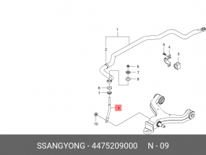SS Kyron/Actyon 06-10/Rexton 08- Стойка стабилизатора перед прав 4475209000 SSANG YONG