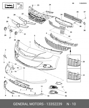 Opel Astra J GTC Спойлер перед. бампера левый 13352239 GENERAL MOTORS