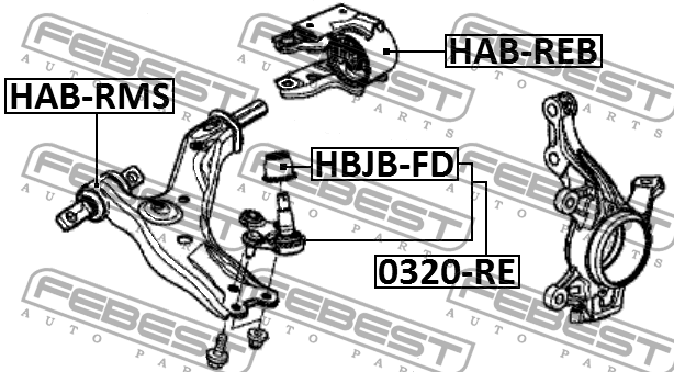 Honda CR-V IV сайлентблок переднего рычага передний HAB-RMS FEBEST
