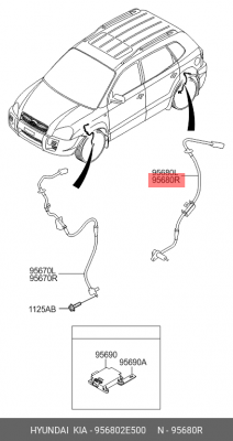 Hyundai Tucson Датчик ABS задний правый 4WD 95680-2E500 HYUNDAI KIA