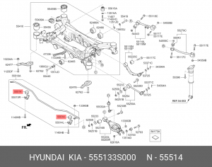Hyundai Sonata YF 2010/Hyundai Creta 4wd vin -  втулка стаб.зад. 555133S000 HYUNDAI KIA