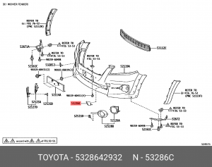 Toyota RAV 4 08- заглушка буксировочного крюка левая 53286-42932 TOYOTA