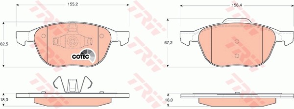 колодки дисковые п.\Ford Focus C-MAXi,Mazda 3 1.4i-2.0CRDT/TDCi 03> GDB1583 TRW