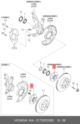 Kia Rio 00-05 ступица перед.колеса MDX5033061 51750-FD000 HYUNDAI KIA