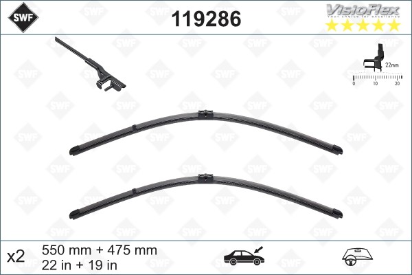MB GLK 2013 комплект щеток стеклоочистителя 2шт 550+475 119286 SWF