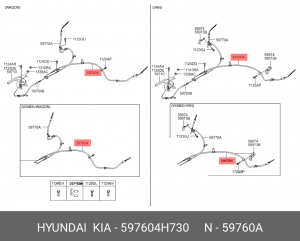 HYUNDAI h1/grand starex 11- трос ручника лев 597604H730 HYUNDAI KIA