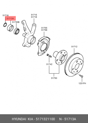 Hyundai Accent до 99г сальник передней ступицы    50х66.5х13х16.65 5171321100 HYUNDAI KIA