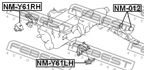 Nissan Patrol опора двигателя левая NM-Y61LH FEBEST