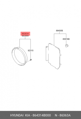 HYUNDAI Porter Окантовка фары левой 864314B000 HYUNDAI KIA