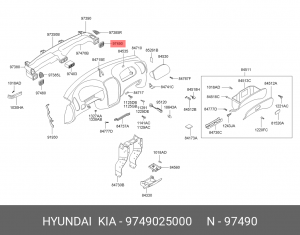 Hyundai Accent 00-/Решетка воздуховода правая (с регулировкой) 9749025000 HYUNDAI KIA