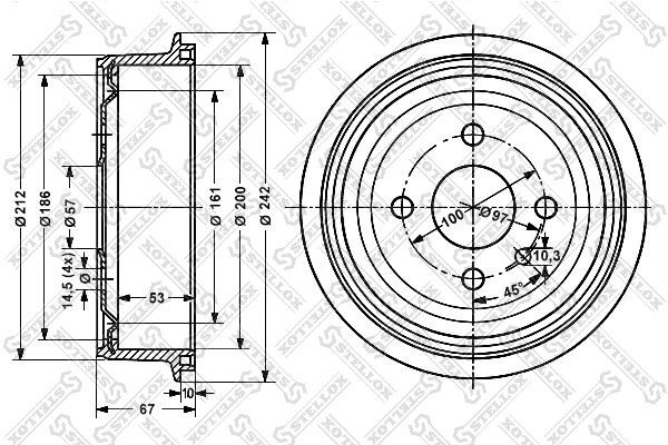 барабан тормозной!\ Opel Astra 1.2-1.7D 91> 6025-9905-SX STELLOX