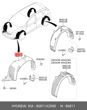 Kia Ceed 12- подкрылок передний левый 86811A2000 HYUNDAI KIA