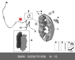 BMW 5 F10 Датчик износа колодок перед. 34 35 6 791 958 BMW