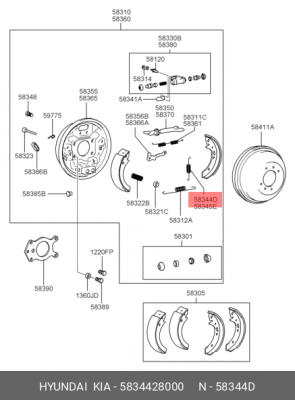 Hyundai Matrix Пружина возвратная вертикальная левая 5834428000 HYUNDAI KIA