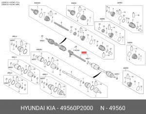 Santa Fe 20- Вал промежуточный правый 49560P2000 HYUNDAI KIA