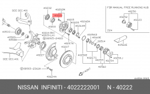 Nissan NP300 шпилька переднего колеса 40222-22001 NISSAN INFINITI