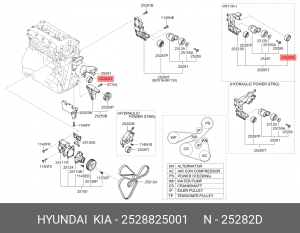 Hyundai ix35/Sportage 10- 2.0б ролик приводного ремня верх 25288-25001 HYUNDAI KIA
