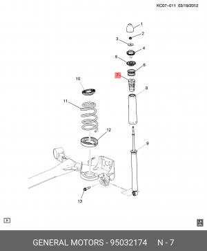 Chevrolet Spark M300 Отбойник заднего амортизатора 95032174 GENERAL MOTORS