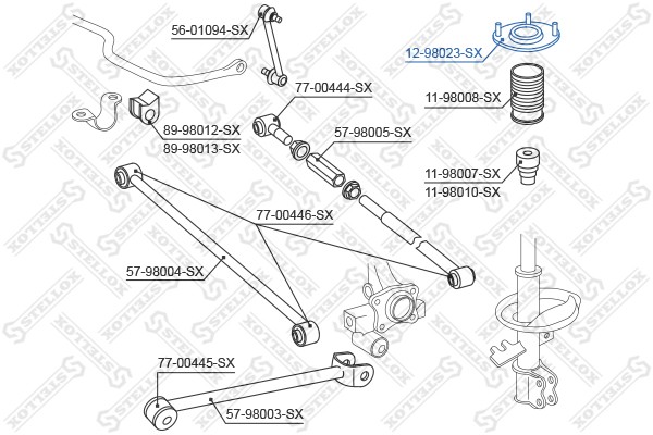 Toyota Carina 92- опора заднего амортизатора 12-98023-SX STELLOX