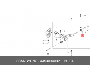 SS Actyon 2011 Сайлентблок переднего рычага передний левый 4453034002 SSANG YONG